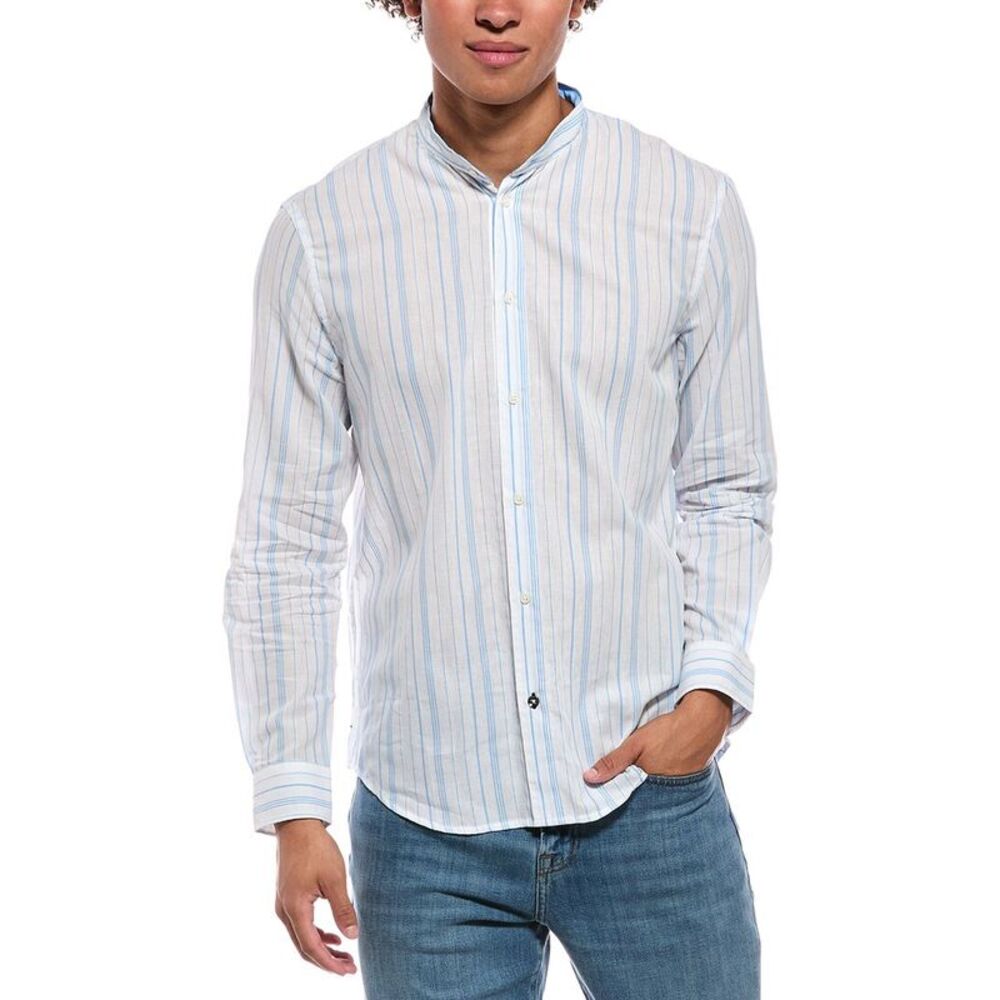Gas Mens  Linen-Blend Shirt, White
